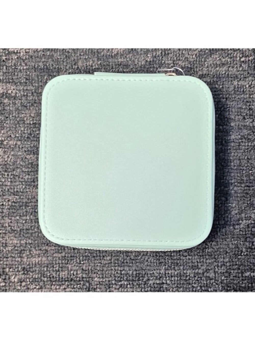 Genuine Leather Travel Jewelry Case Organizer Lychee Grain Leather Mint Green - Picture 3 of 9